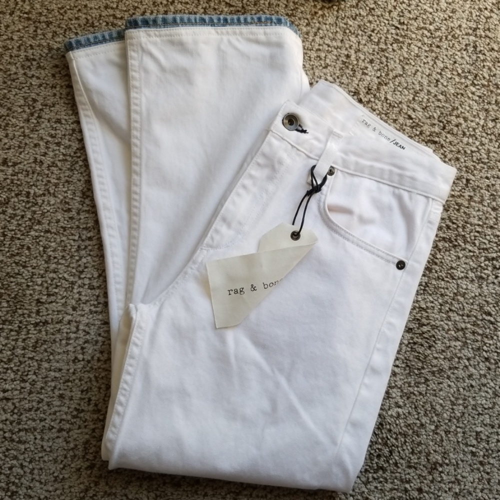 Rag and bone white Jeans / blue trim leg, sz 25